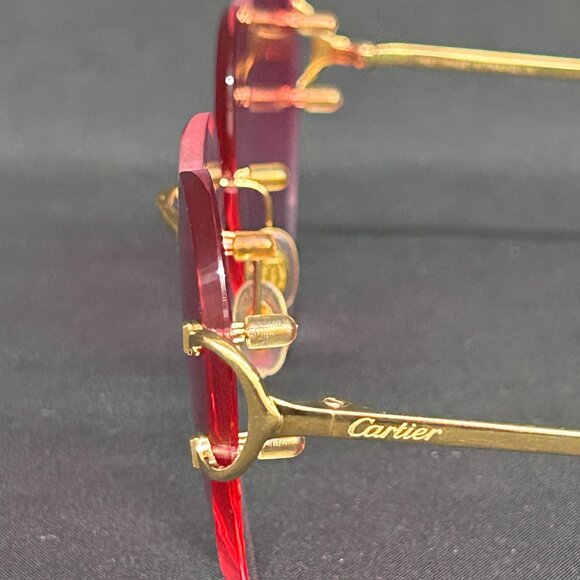 Cartier Big C Gold Wires Rimless Pink Heart Shaped Lenses Glasses Sunglasses main image 4